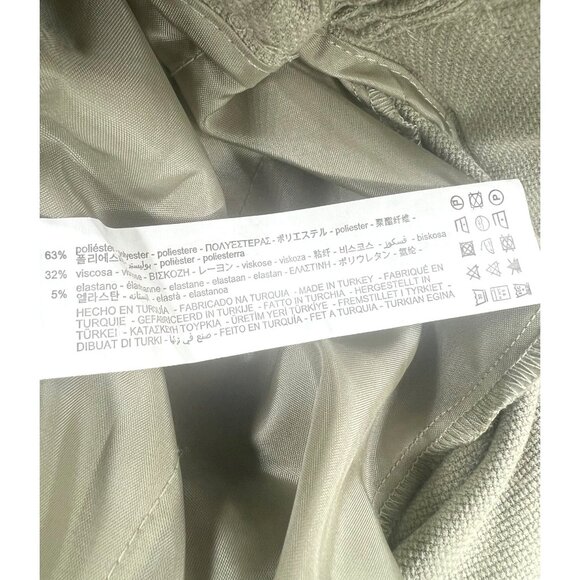 Zara Womens Olive Tapered Drawstring Waist Pants With Elastic Band & Pockets XS - Picture 8 of 8